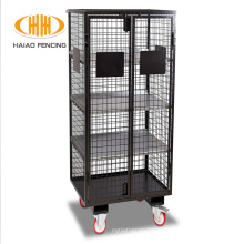 Warehouse wire mobile steel storage security cage cart